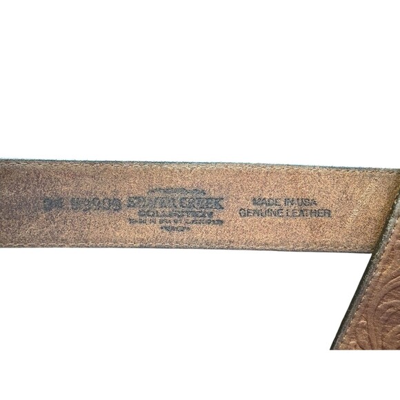 Men's Silver Creek Leather Belt Top Grain Embossed Metal Buckle 1. 5" Wide 40" L - Picture 3 of 14